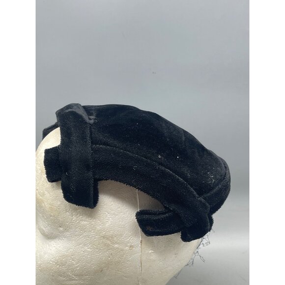Vintage Hat Velvet cap hat Black retro 50’s-60’s Victorian Derby’s black READ - Picture 6 of 7